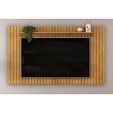 Rack Bancada C/ Painel P/ Tv Até 65 Pol Lume Ripado Prateleira 175x108cm Cedro - Dj Móveis