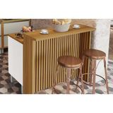 Balcão Ilha Cozinha Gourmet Marquesa C/ 1 Porta E 3 Gavetas 120cm Branca/nature - Nesher