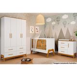 Quarto Infantil Completo Guti Peças (1 Guarda Roupa + 1 Berço + 1 Cômoda) Branco/amendoa - Peroba