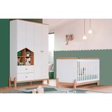 Quarto De Bebê Completo Ternura 2 Peças (1 Guarda Roupa + 1 Berço) Qi91 Branco/jequitiba - Henn