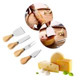 Jogo Para Queijo 4 Peças Inox Kit Com Facas Espátula Garfo
