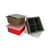 Forma Silicone Para Gelo E Papinha Com Tampa 4 Cubos Grandes