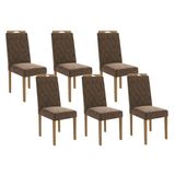 Cadeira Sala De Jantar 2cad152ea Kit 6 Un Eucalipto/veludo Marrom A033 - Kappesberg