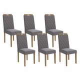 Cadeira Sala De Jantar 2cad152ea Kit 6 Un Eucalipto/suede Cinza Titanio A050 - Kappesberg