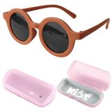 Oculos Sol Infantil Premium Retro Marrom Proteção Uv + Case