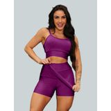 Conjunto Short Saia Academia Saia Beach Tennis Com Short Interno Donna Martins