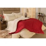 Edredom Coberdrom Queen Size Aspen Dupla Face Sherpa Que Imita Pele De Carneiro Vermelho