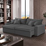 Sofá Cama Áustria 3 Lugares Retrátil Reclinável 210cm Veludo Cinza