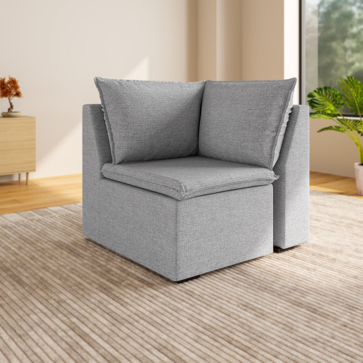 Sofá Modular De Canto 90cm Zen Cabecasa Madeiramadeira Cinza