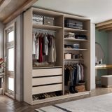 Closet Solteiro 100% Mdf Bp 159,5cm 3 Gavetas Monreale Bege
