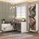 Escritório Completo Desk Com Escrivaninha Em L Com 2 Portas E Estante Para Livros Branco/nogal