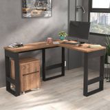 Escrivaninha Industrial Em L Com Gaveteiro Baixo M103 Preto/solanum