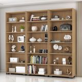 Kit 3 Estantes Para Livros 5 Prateleiras 188cmx181,5cm Office Freijó