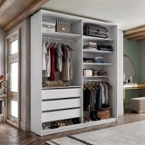 Closet Solteiro 100% Mdf Bp 159,5cm 3 Gavetas Monreale Branco