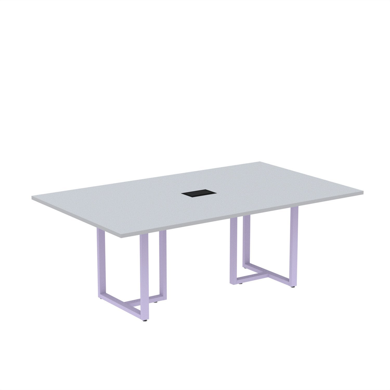 Mesa De Reunião Retangular Com Power Box 200x90cm Mr2000p25tub Cinza/lilás