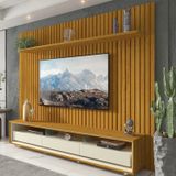 Rack Com Painel Para Tv Até 85 Polegadas 3 Gavetas Com Rodízios Requinte/nobre Clean Naturale/off White