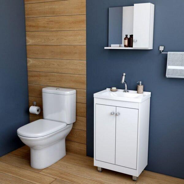 Gabinete para Banheiro com Cuba e Espelheira Essenza Ozini Branco