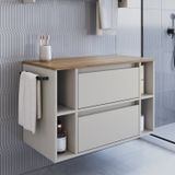 Gabinete De Banheiro Suspenso 80cm Com 4 Nichos 1 Toalheiro 1 Porta 1 Gaveta Bh8010 Mel/arenas