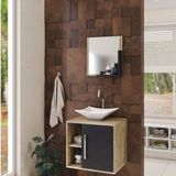 Conjunto Para Banheiro Gabinete Com Cuba Folha L34 E Espelheira Soft 500w