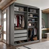 Closet Solteiro 100% Mdf Bp 159,5cm 3 Gavetas Monreale Cinza