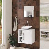 Conjunto Para Banheiro Gabinete Com Cuba Folha L34 E Espelheira Soft 500w