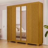 Guarda-roupa Casal 230,10cm 6 Portas Ripado 6 Gavetas Com Espelho 100% Mdf Magnólia Espresso Móveis Cinamomo