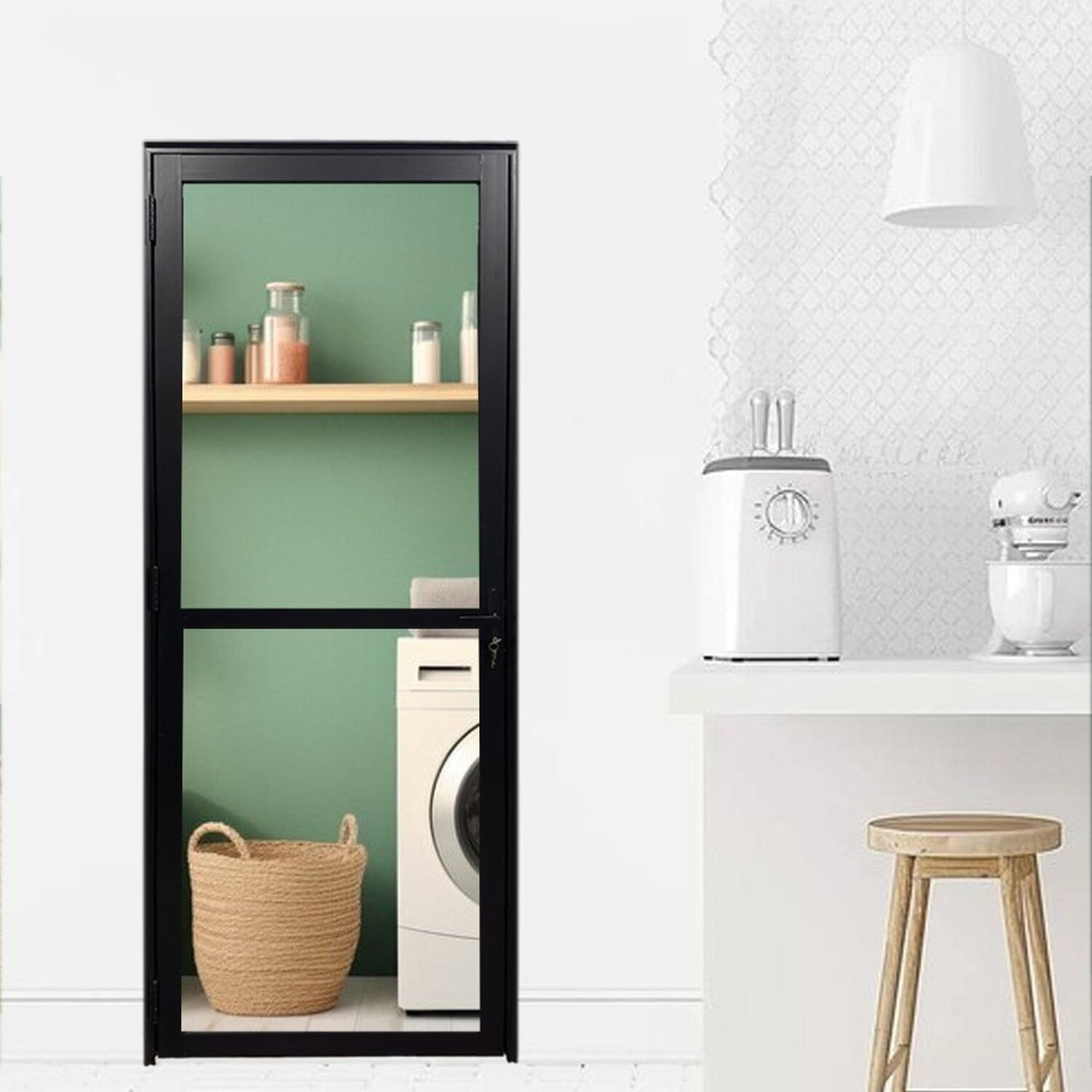 Porta Visione De Alumínio Preto Linha Veneza 210x70 Lado Direito Preto