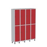 Roupeiro Aco Light 4v 08 Portas Gr304/8pri Cinza/vermelho