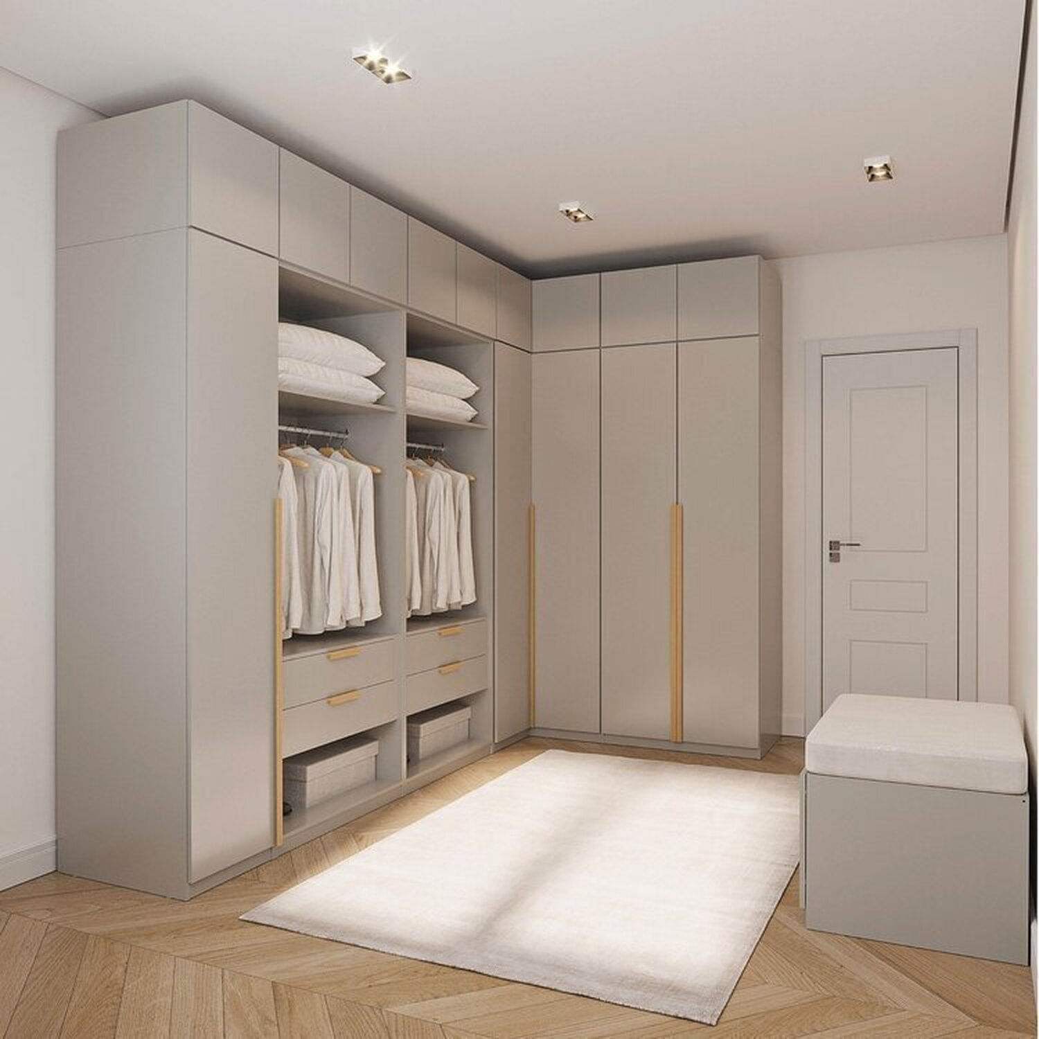 Guarda-roupa Modulado De Canto 10 Peças 14 Portas Jade Cabecasa Madeiraoriginals Cinza Urbano