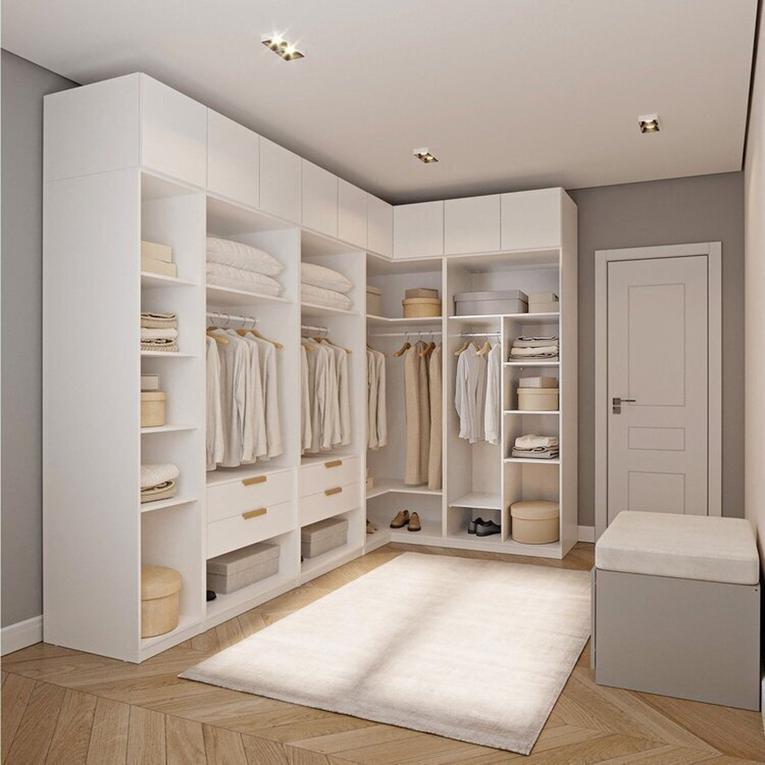 Guarda-roupa Modulado De Canto 10 Peças 9 Portas Jade Cabecasa Madeiraoriginals Branco Fosco