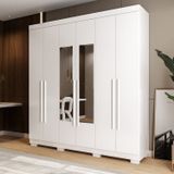 Guarda-roupa Casal 199cm 6 Portas Com Espelho Willow Espresso Móveis Branco