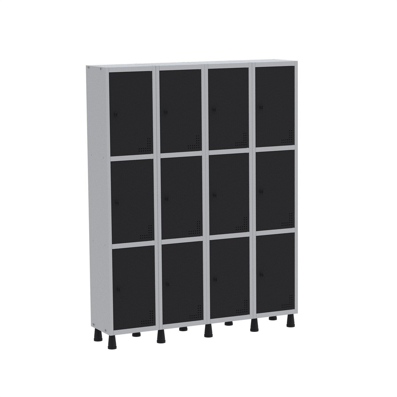 Roupeiro Aço Light 4v 12 Portas Gr304/12 Cinza/preto