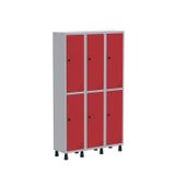 Roupeiro Aco Light 3v 06 Portas Gr303/6pri Cinza/vermelho