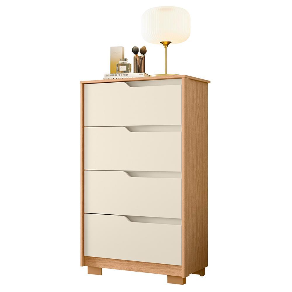 Cômoda Sole 4 Gavetas Off White/freijó - Móveis Albatroz