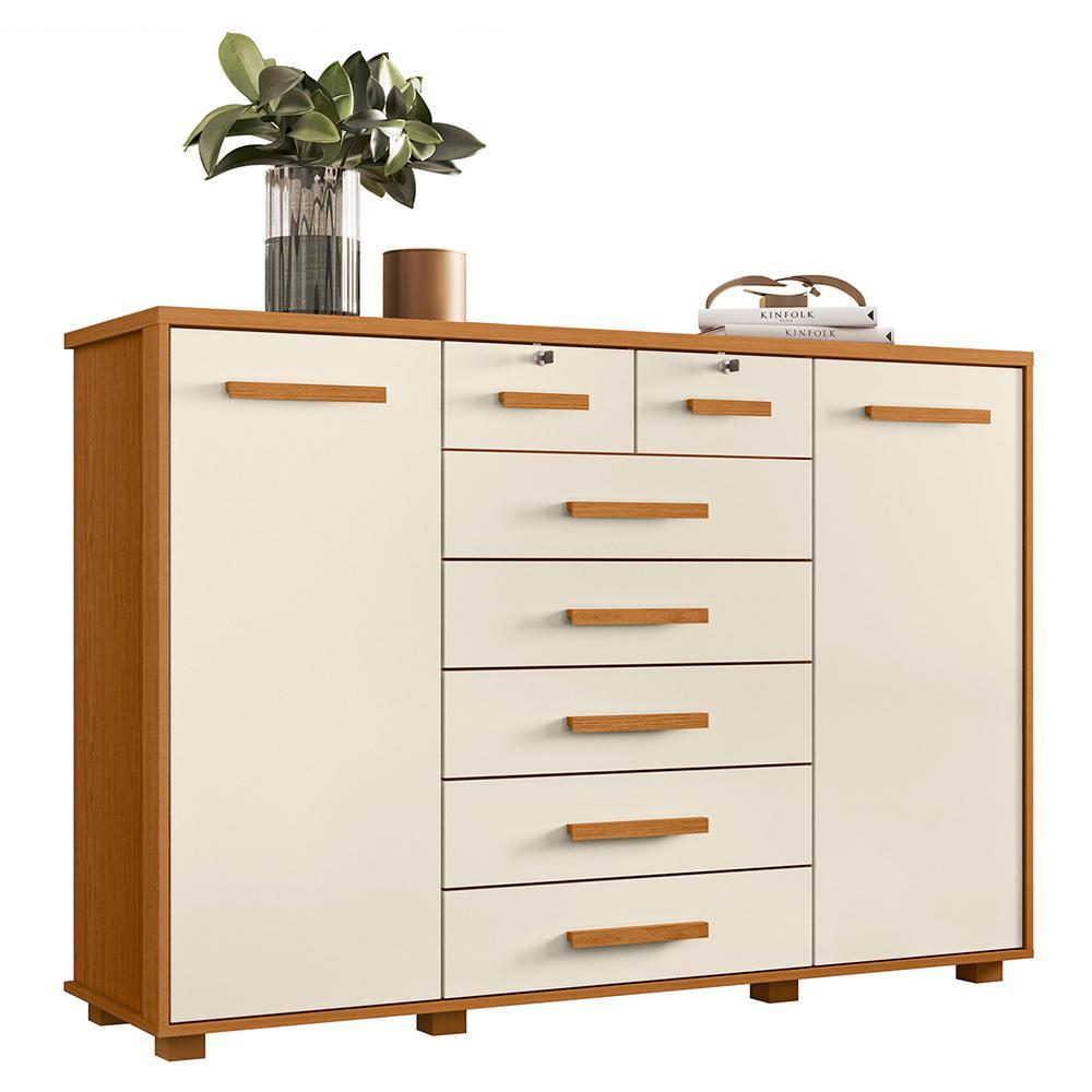 Cômoda Fontana 2 Portas E 7 Gavetas Cinamomo/off White - Móveis Albatroz