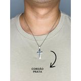 Cordão Corrente 50cm Pingente Cruz Crucifixo Oração Pai