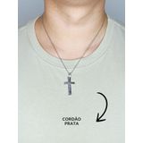 Cordão Corrente 50cm Pingente Cruz Trabalhada Oração Reza