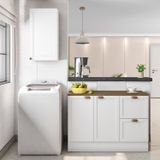 Cozinha Modulada 2 Peças 3 Portas 2 Gavetas Balcão Com Tampo Unna Branco