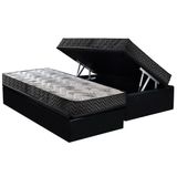 Conjunto Box Baú Solteiro: Colchão Espuma Paropas D45 Pasquale Wave Black + Base Crc Suede Black (88x188)