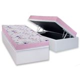 Conjunto Box Baú Solteiro: Colchão Espuma Ortobom D33 Physical Hiper Resistente 17 + Base Crc Courano White (88x188)