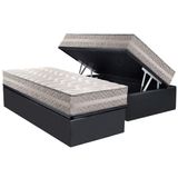 Conjunto Box Baú Solteiro: Colchão Espuma Paropas D28 / Master Prata Double Face 25 + Base Crc Suede Gray (88x188)
