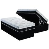 Cama Box Baú Solteiro: Colchão Molas Ensacadas Polar Superlastic Diamond + Base Crc Suede Black (88x188)