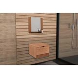 Armário C/ Balcão Banheiro Suspenso Bn3613 S/ Cuba 60cm E Espelho Bn3610 Amêndoa - Tecno Mobili