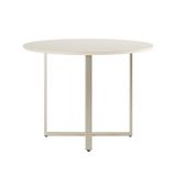 Mesa De Jantar Redonda Com Tampo De Vidro Arcadia Off White E Champagne 108 Cm