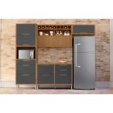 Cozinha Modulada Completa Imperatriz 4 Peças (2aéreos+1balcão+1paneleiro) C4p157 Freijo/grafite - Nesher