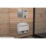 Armário C/ Balcão Banheiro Suspenso Bn3606 S/ Cuba 60cm E Espelho Bn3609 Branco - Tecno Mobili