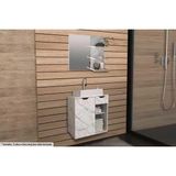 Armário C/ Balcão Banheiro Suspenso Bn3605 S/ Cuba 60cm E Espelho Bn3608 Mármore Branco - Tecno Mobili