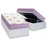 Conjunto Box Baú Solteiro: Colchão Espuma Ortobom D23 Physical Super Resistente Bordado + Base Crc Courano White (88x188)