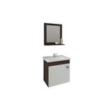 Gabinete De Banheiro Balcão Suspenso Iris C/ Cuba 44cm E Espelheira 40cm Cafe/branco - Mgm