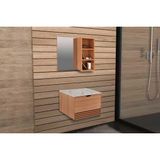 Armário C/ Balcão Banheiro Suspenso Bn3613 S/ Cuba 60cm E Espelho Bn3609 Amêndoa/branco - Tecno Mobili